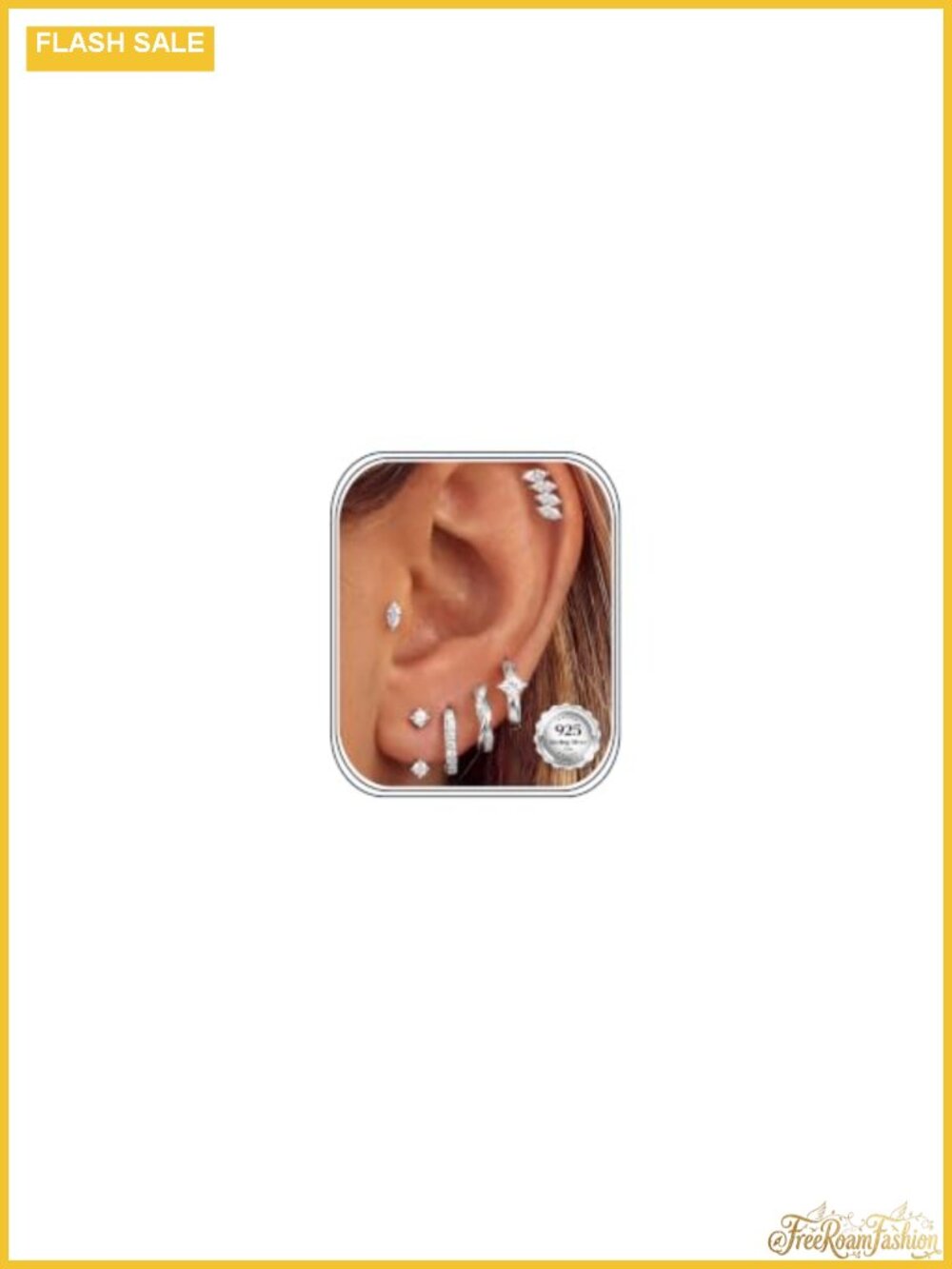 Sterling Silver Earrings Set Hypoallergenic Platinum Plated Huggie Hoops Studs